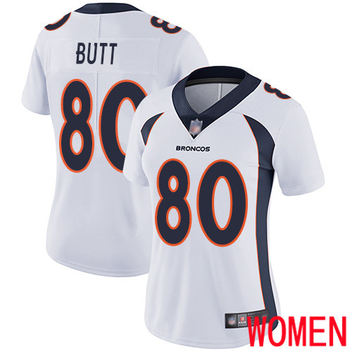 Women Denver Broncos 80 Jake Butt White Vapor Untouchable Limited Player Football NFL Jersey